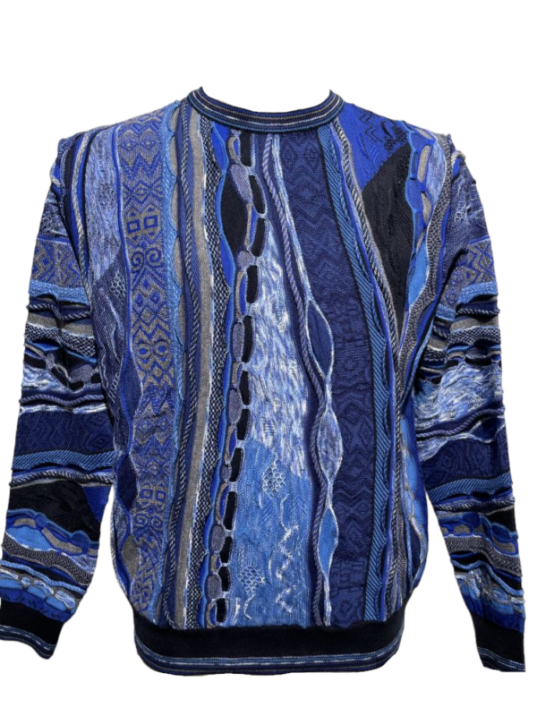 Montechiaro Herren Pullover mit strukturiertem Muster rundhals blau