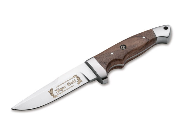 Böker Solingen Vollintegral 2.0 Jäger Gold, Feststehendes Messer mit Wurzelholz Griff