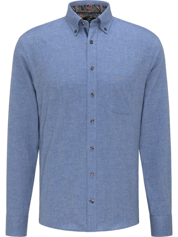 Fynch Hatton Herren Hemd Button-Down blau uni