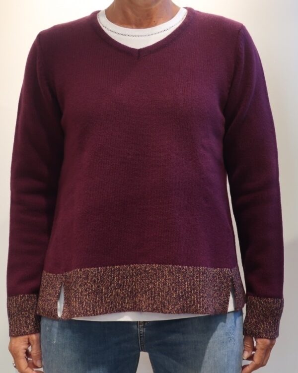 Maerz Damen Pullover rot V-Ausschnitt