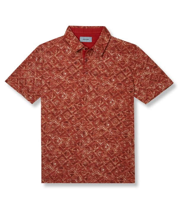 Pierre Cardin Herren Polo-Shirt kurzarm gemustert orange