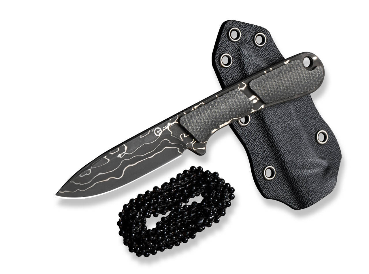 CIVIVI Mini Elementum Fixed Micarta Dark Green Damascus mit Scheide – Bild 5