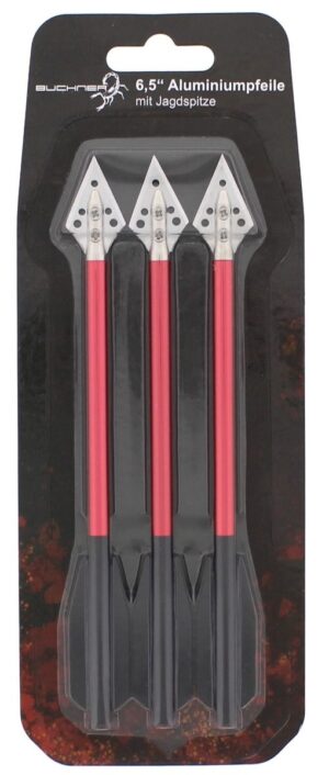 Aluminiumpfeile 6,5'' mit Jagdspitze im 3er Pack