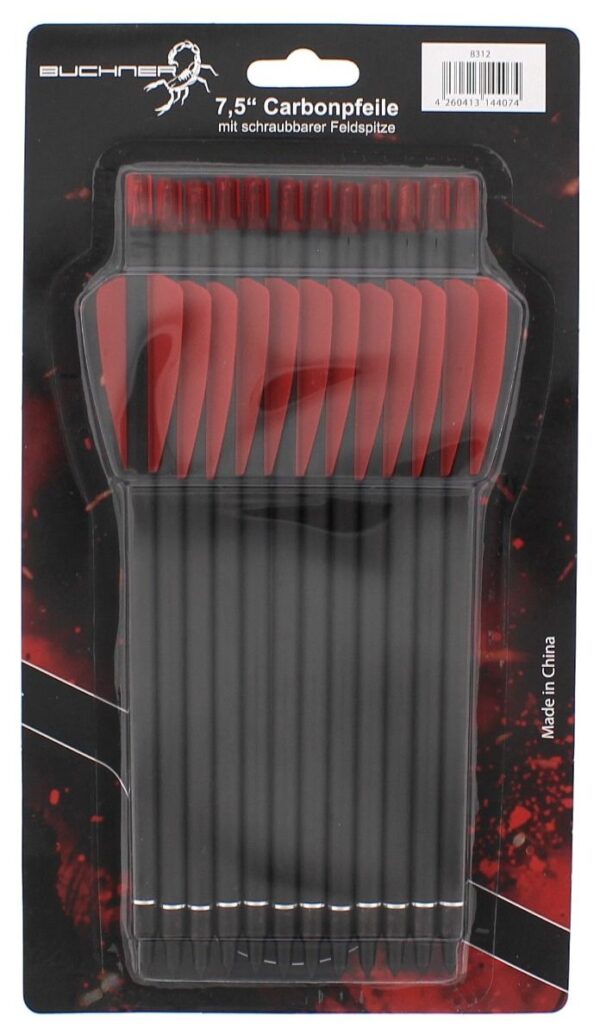Carbonpfeile 7,5'' mit Feldspitze im 12er Pack
