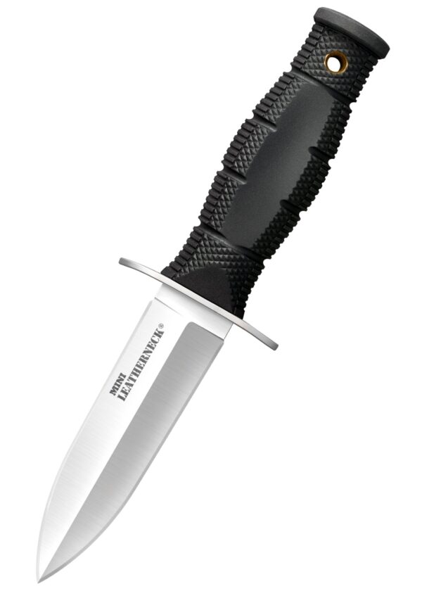 Cold Steel Leatherneck Double-Edge mini, feststehender Dolch mit schwarzer Secure-Ex Scheide