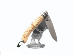 Gravoo Taschenmesser mit Hirsch Motive in Buche Holz
