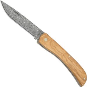 Haller Damast-Taschenmesser mit Olivenholz Griff