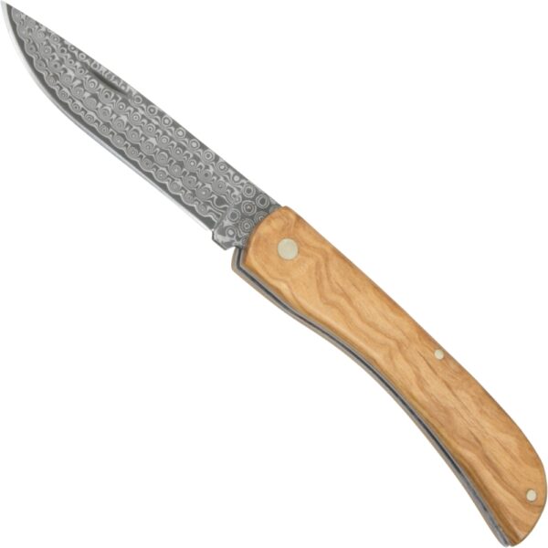 Haller Damast-Taschenmesser mit Olivenholz Griff