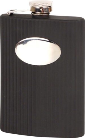 Flachmann Edelstahl Rubber 6 oz / 180 ml mit Gravurfeld schwarz