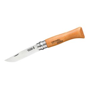Opinel Taschenmesser mit Bucheholz Griff in Größe No 08, Carbonstahl