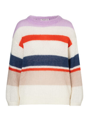 Damen Rundhals Pullover Mohair Alpaka Ringel