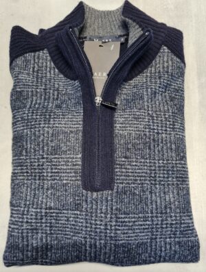 Maerz München Troyer Pullover gemustert auf der Brust, marine grau