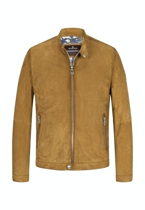 Milestone Herren Übergangsjacke Lederjacke Forest braun