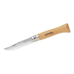 Opinel Taschenmesser mit Buchenholz Griff in Größe No 06, rostfreiem Stahl
