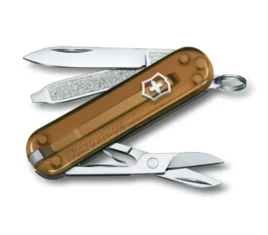 Victorinox Classic SD Taschenmesser mit 7 Funktionen in Braun transparent