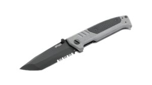 Walther PDP Einhandmesser mit Tantoklinge aus D2-Stahl in Grau