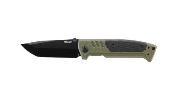 Walther PDP Einhandmesser mit Tantoklinge Glatt aus D2-Stahl in Olive