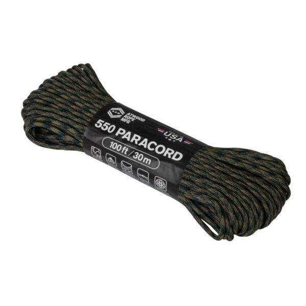 Paracord 550 Fallschirmschnur, 30m, US Woodland, bis 250 kg belastbar