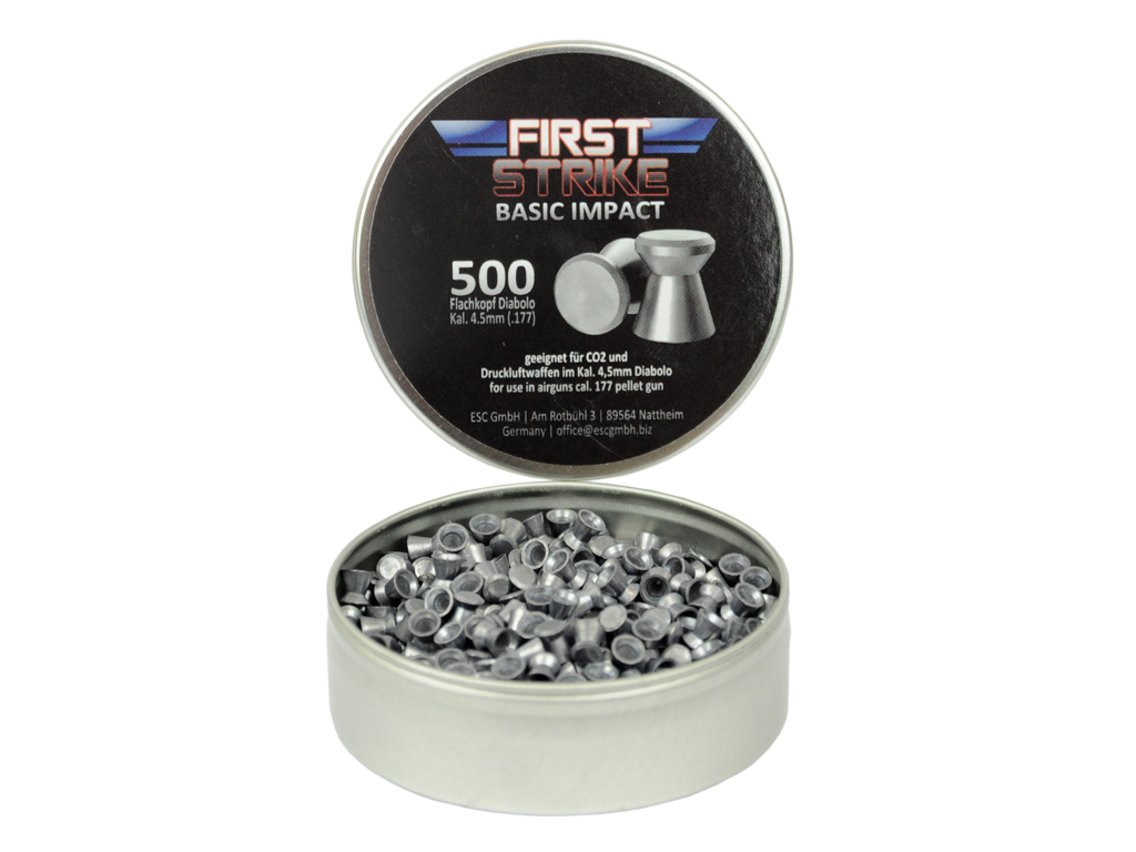 First Strike Diabolo Flachkopf, 500 Stück, 4,5mm (.177), glatt