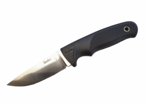 Linder Super Edge 1 aus ATS 34 Stahl mit Lederscheide, schwarz