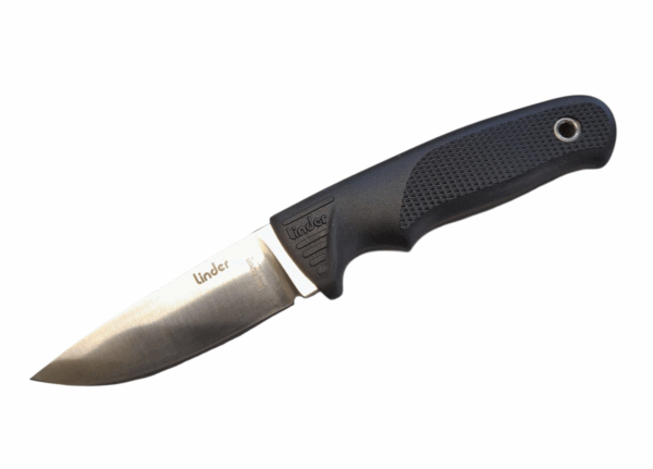 Linder Super Edge 1 aus ATS 34 Stahl mit Lederscheide, schwarz