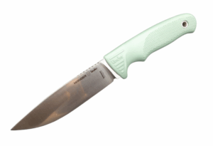 Linder Super Edge 6 feststehendes Messer aus ATS 34 Stahl, Lederscheide, grün