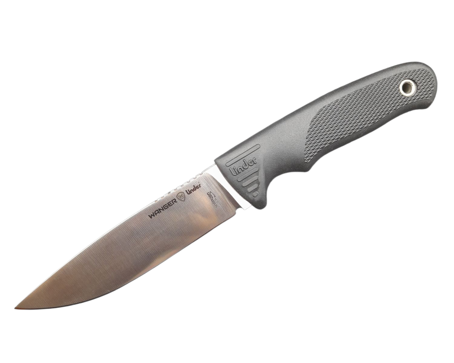 Linder Super Edge 6 feststehendes Messer aus ATS 34 Stahl, Kydexscheide, schwarz