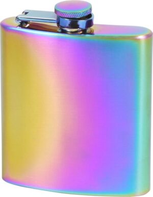 Flachmann aus Edelstahl rainbow poliert, Inhaltsvolumen 6oz/180ml