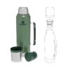 Stanley CLASSIC VAKUUM-FLASCHE 1,0 Liter, Hammerschlag Grün, Tragegriff – Bild 4