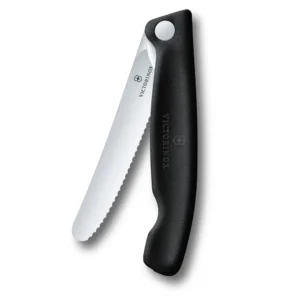 Swiss Classic, Picknick Messer, 11cm, Wellenschliff, schwarz, Faltschachtel
