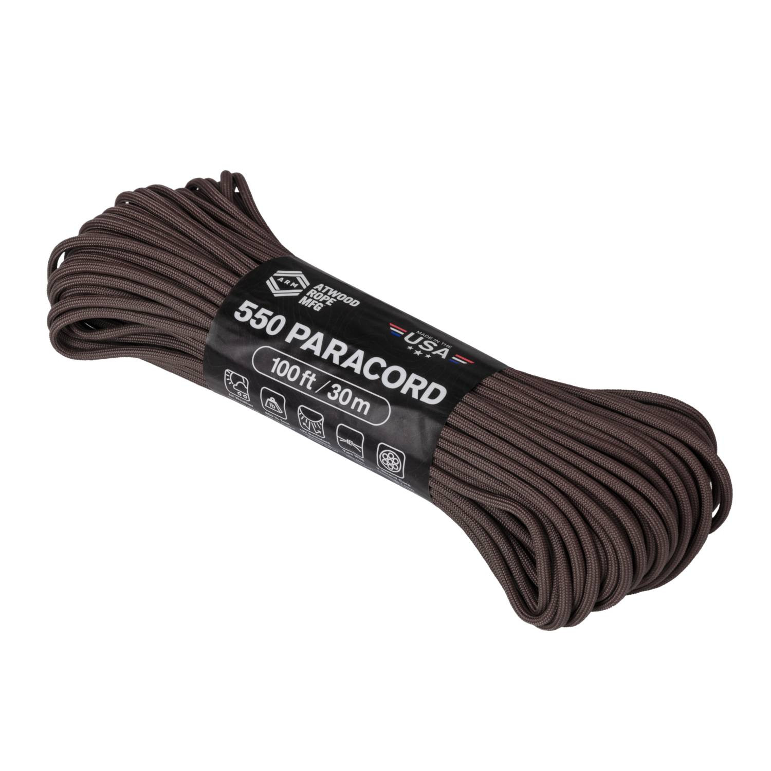 Paracord 550 Fallschirmschnur, 30m, US Brown, bis 250 kg belastbar