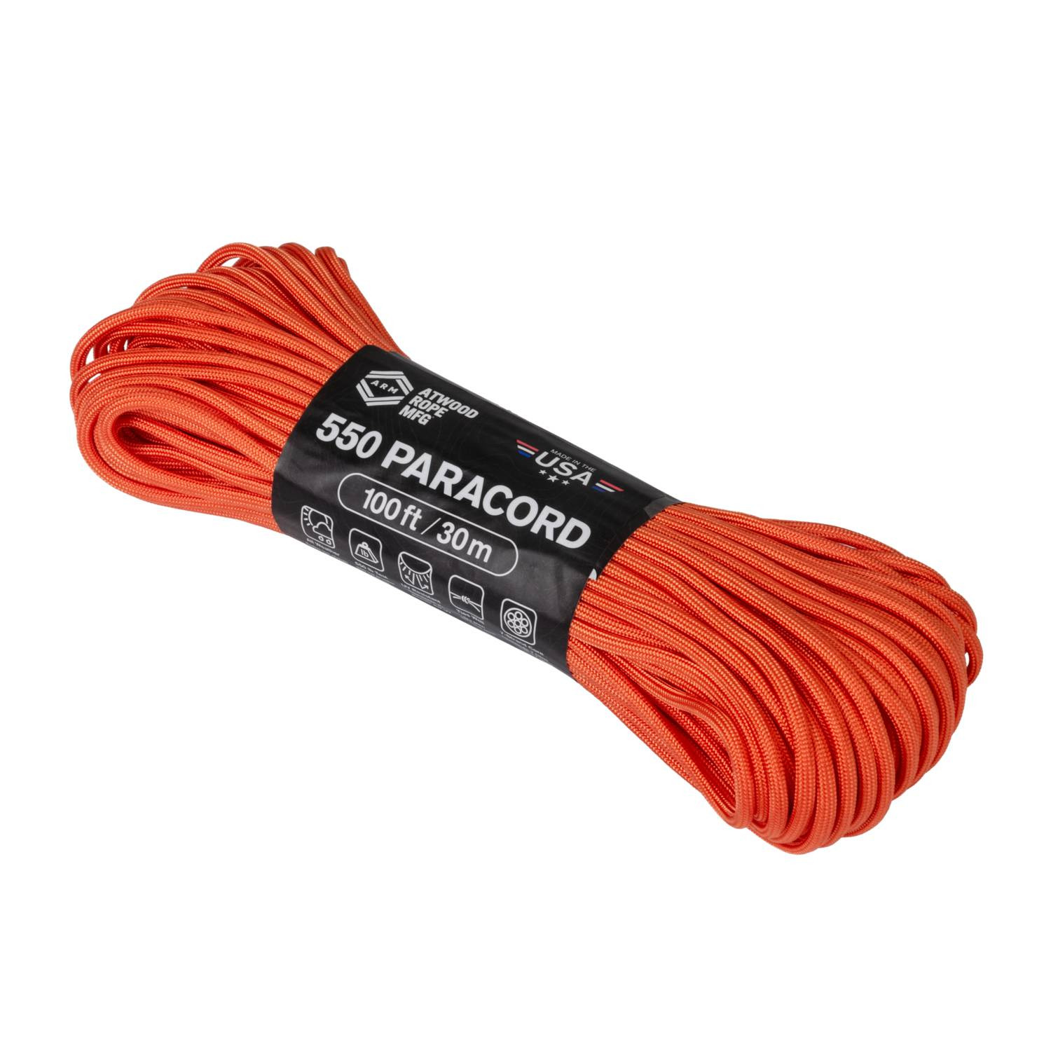 Paracord 550 Fallschirmschnur, 30m, Burnt Orange, bis 250kg belastbar