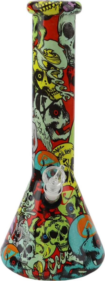 Bong Glas Skull, bunt, 32,5cm hoch, 13cm breit – Bild 2