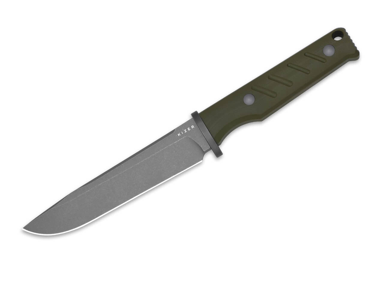 Kizer Camp 180 AEB-L Olive Green G10 Gray Stonewash, feststehendes Messer