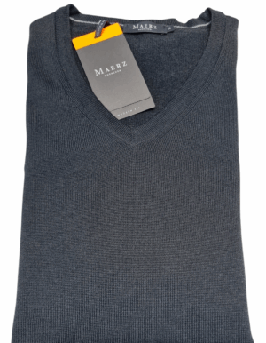 Merz Muenchen V Merinowolle Pullover, uni, dunkelgrün, Modern Fit