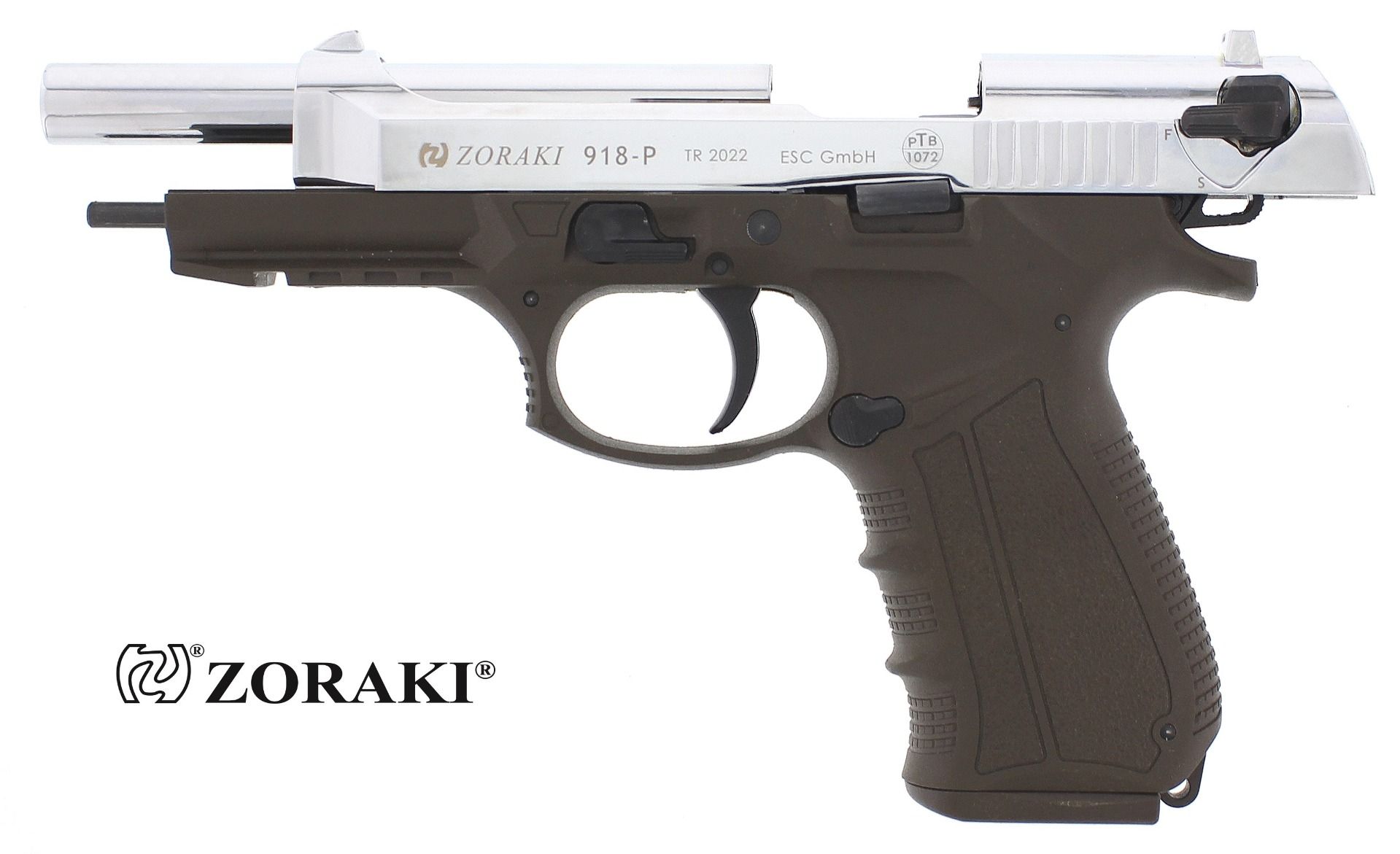 Zoraki 918 Chrom mit ODG Griffschalen Schreckschusspistole im Kal. 9mm P.A.K. – Bild 3