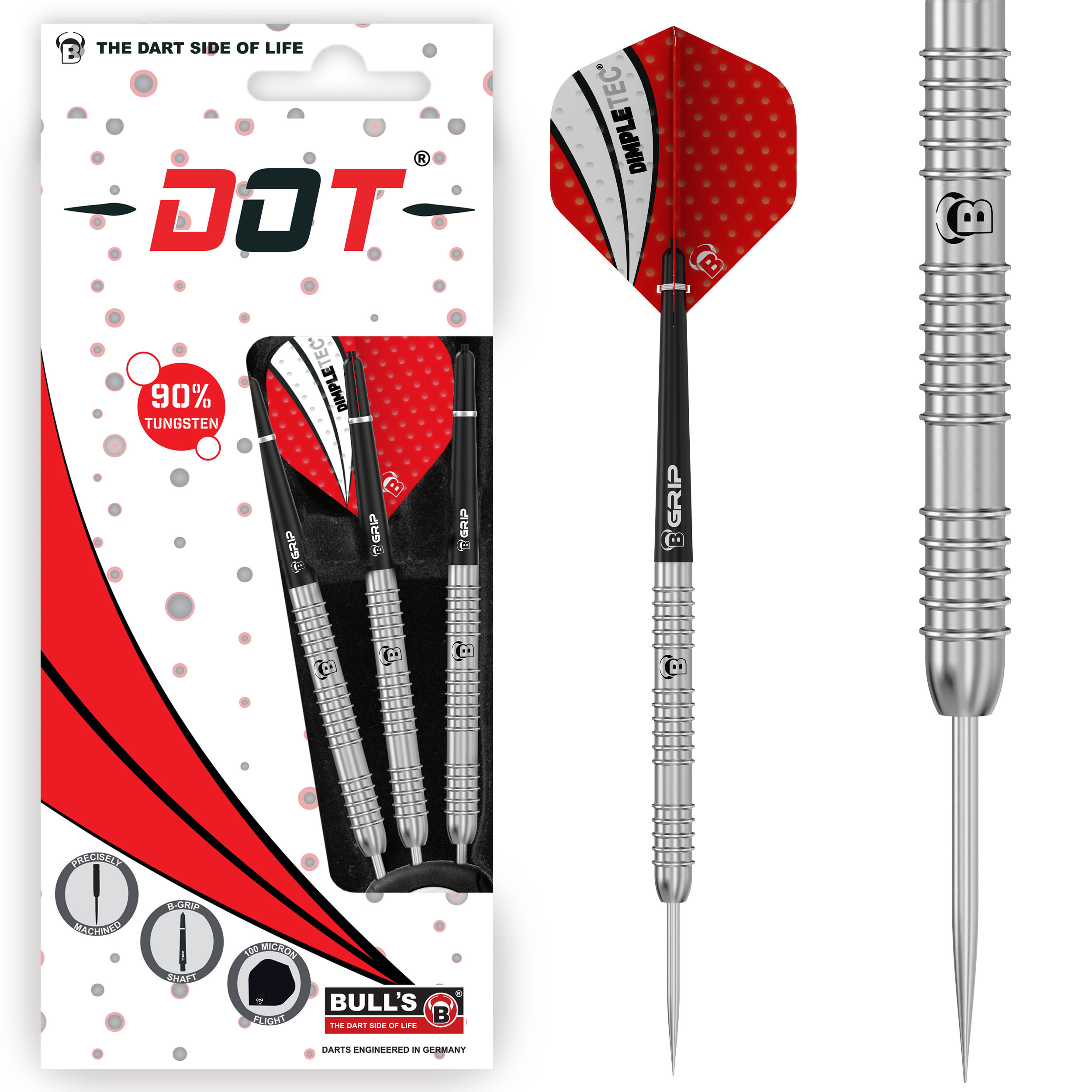 Bull´s Steeldarts DOT 90% Tungsten, 23g., Silber