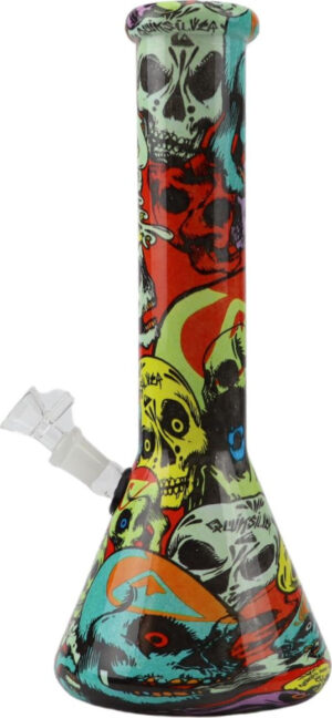Bong Glas Skull, bunt, 32,5cm hoch, 13cm breit