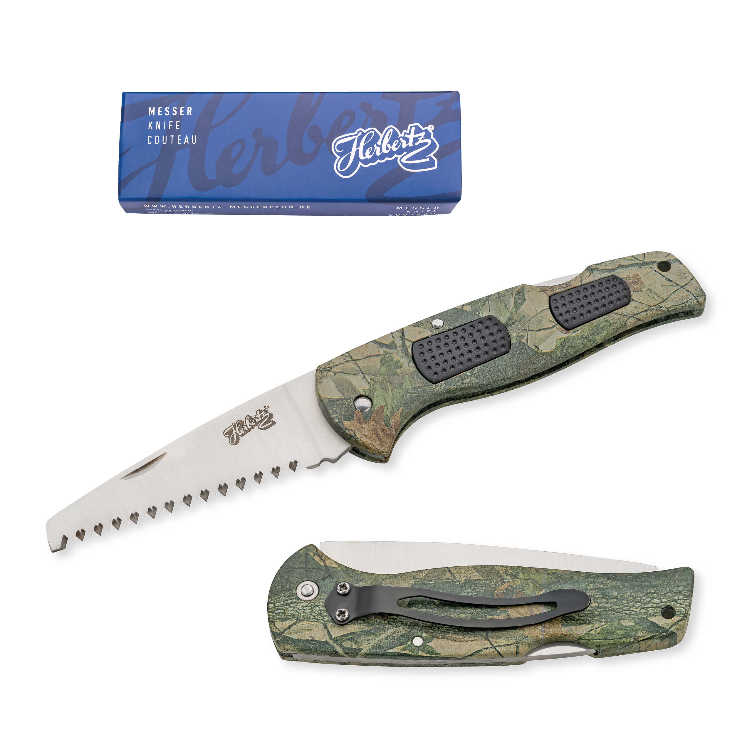 Herbertz Taschensäge Wood Camo mit Hosenclip – Bild 3