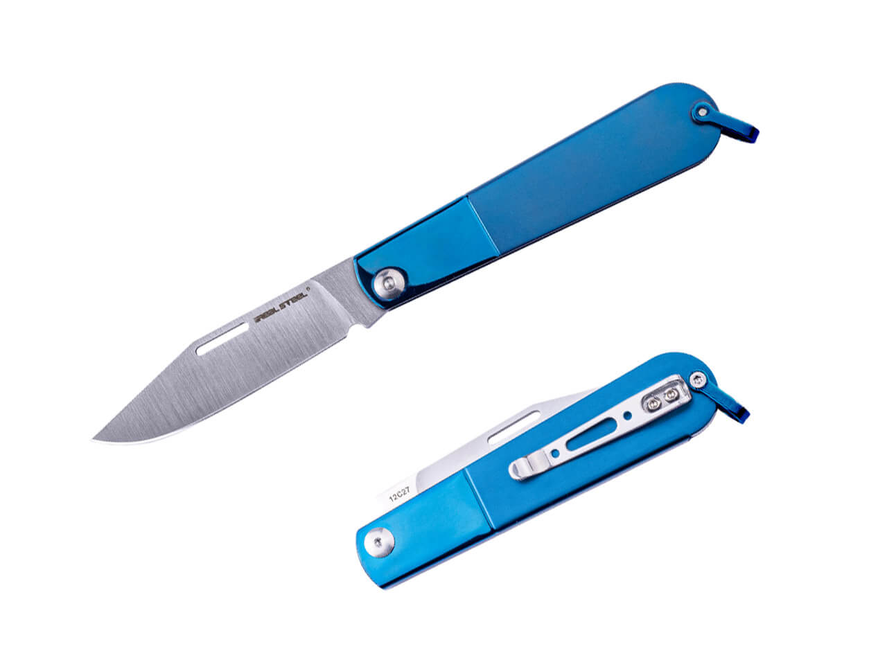 Real Steel Real Barlow RB-3 Clip Point, Taschenmesser, blau
