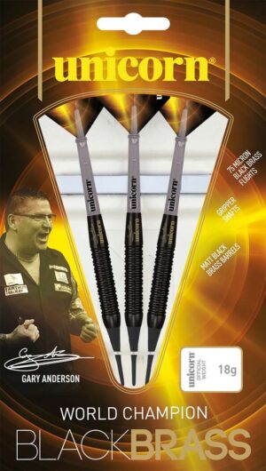 Softdart Unicorn, Gary Anderson, Brass, 19g., Schwarz