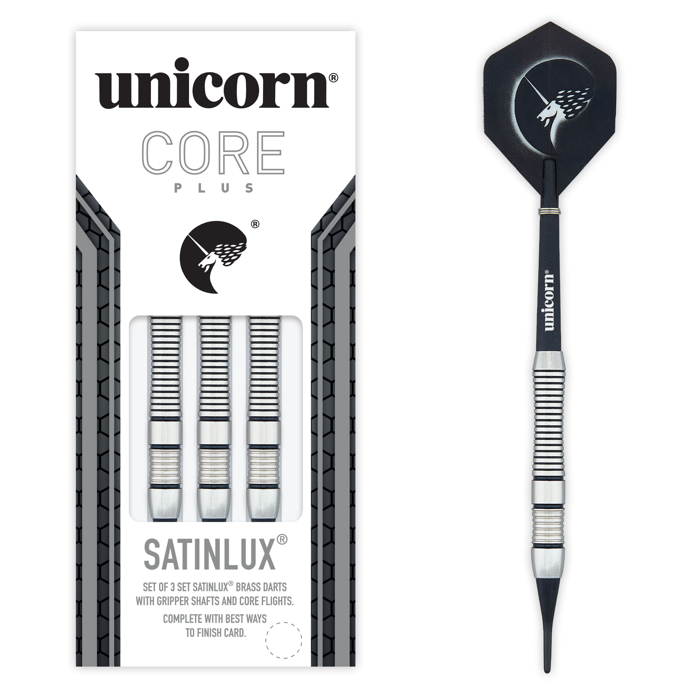 UNICORN Softdarts Core Plus Satinlux, messing, 16g., Silber