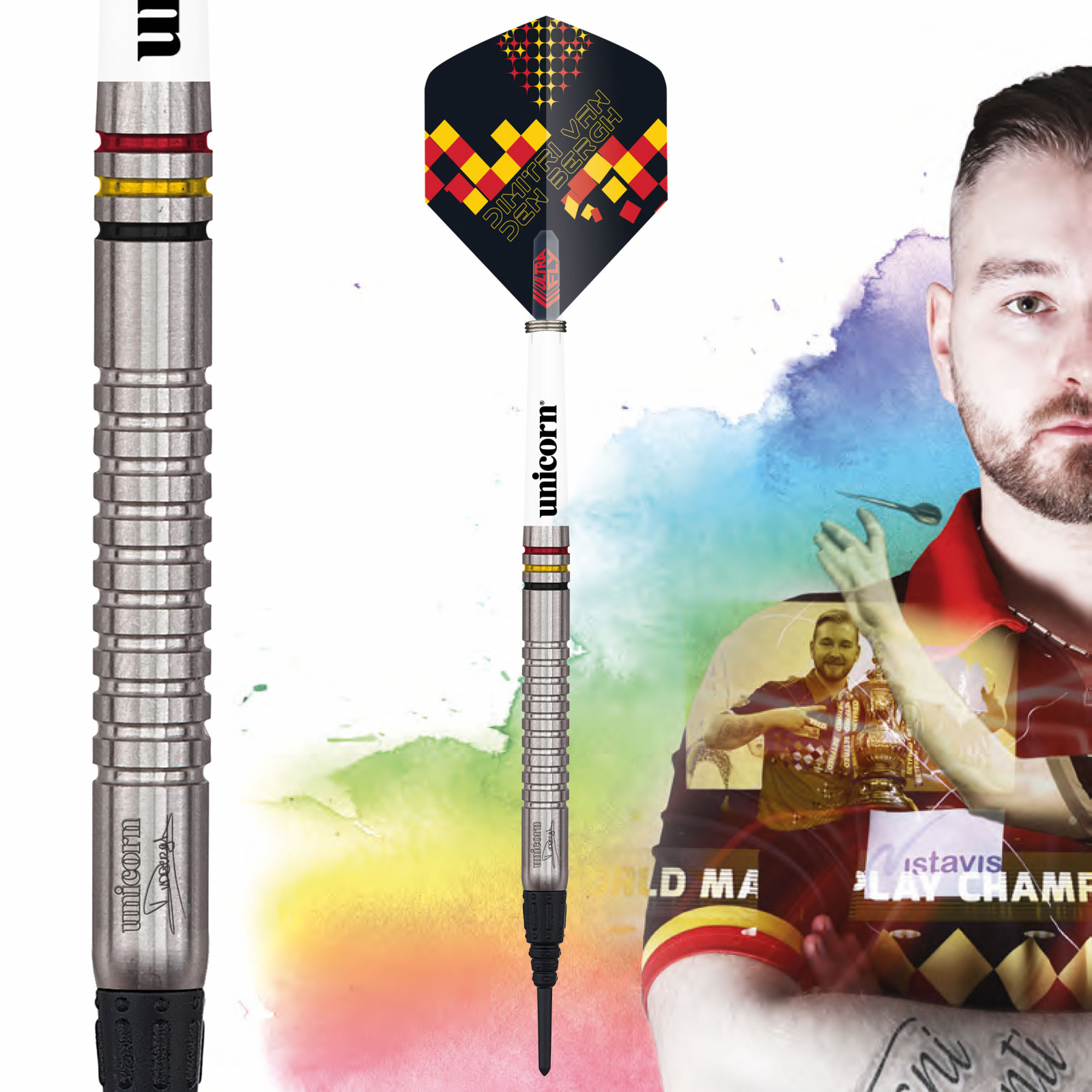 UNICORN Softdarts Dimitri van den Bergh Premier, Tungsten, 18g, Silber – Bild 2