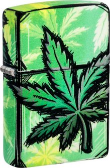 ZIPPO Benzinfeuerzeug "540° Glowing Cannabis", color Image, grün