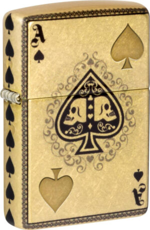 ZIPPO Benzinfeuerzeug "Ace of Spades", 540° Gravur,  Messing