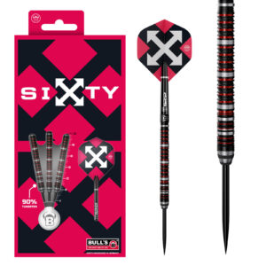 Steeldart Bull's, Sixty S2, 90% Tungsten, 21g., Rot schwarz