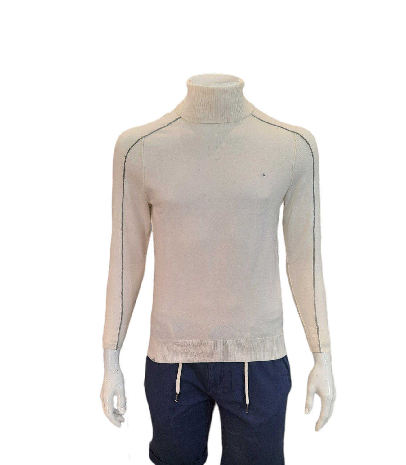 shockly Herren Pullover Longsleeve Rolli Paspel creme