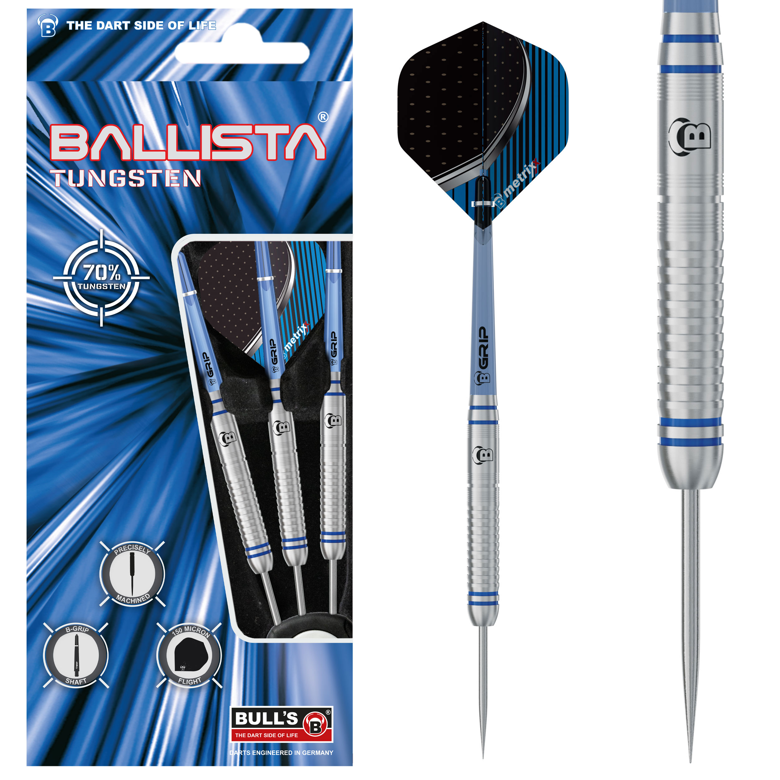 Bull´s Steeldarts Ballista B1, 70% Tungsten, 21g. Silber