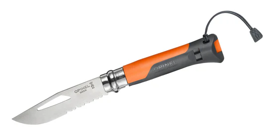 Opinel Einhandmesser Outdoor No. 08, Teilwellenschliff, orange