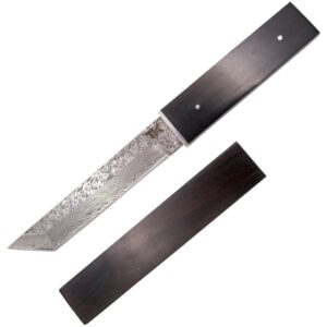 Tramuntana Messer, DAM 76 Lagen, Ebenholzgriff, Ebenholzscheide, Braun